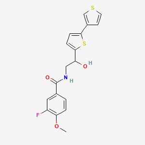 molecular formula C18H16FNO3S2 B2878013 N-(2-([2,3'-bithiophen]-5-yl)-2-hydroxyethyl)-3-fluoro-4-methoxybenzamide CAS No. 2319893-84-8