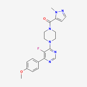 molecular formula C20H21FN6O2 B2878015 5-fluoro-4-(4-methoxyphenyl)-6-[4-(1-methyl-1H-pyrazole-5-carbonyl)piperazin-1-yl]pyrimidine CAS No. 2380085-48-1
