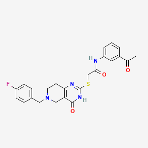 molecular formula C24H23FN4O3S B2878016 N-(3-acetylphenyl)-2-{[6-(4-fluorobenzyl)-4-oxo-3,4,5,6,7,8-hexahydropyrido[4,3-d]pyrimidin-2-yl]sulfanyl}acetamide CAS No. 1112295-61-0
