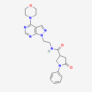 N-(2-(4-morpholino-1H-pyrazolo[3,4-d]pyrimidin-1-yl)ethyl)-5-oxo-1-phenylpyrrolidine-3-carboxamide