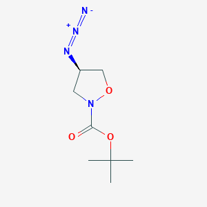 molecular formula C8H14N4O3 B2878066 Tert-butyl (4R)-4-azido-1,2-oxazolidine-2-carboxylate CAS No. 2089610-72-8