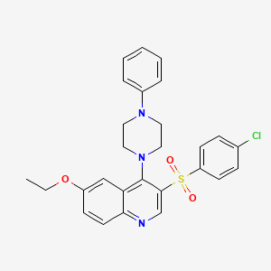 molecular formula C27H26ClN3O3S B2878072 3-((4-Chlorophenyl)sulfonyl)-6-ethoxy-4-(4-phenylpiperazin-1-yl)quinoline CAS No. 895640-03-6