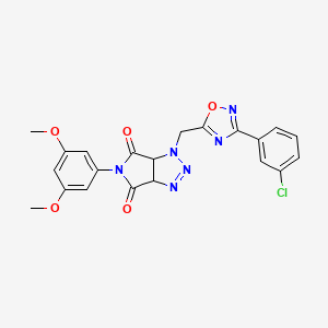molecular formula C21H17ClN6O5 B2878079 1-((3-(3-chlorophenyl)-1,2,4-oxadiazol-5-yl)methyl)-5-(3,5-dimethoxyphenyl)-1,6a-dihydropyrrolo[3,4-d][1,2,3]triazole-4,6(3aH,5H)-dione CAS No. 1251708-32-3