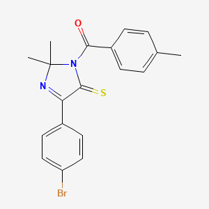 molecular formula C19H17BrN2OS B2878082 (4-(4-bromophenyl)-2,2-dimethyl-5-thioxo-2,5-dihydro-1H-imidazol-1-yl)(p-tolyl)methanone CAS No. 899909-90-1