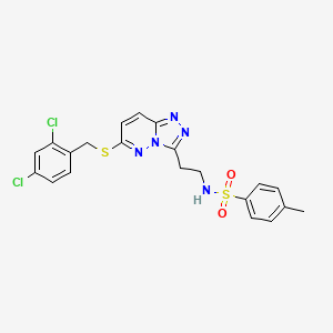 molecular formula C21H19Cl2N5O2S2 B2878098 N-[2-(6-{[(2,4-dichlorophenyl)methyl]sulfanyl}-[1,2,4]triazolo[4,3-b]pyridazin-3-yl)ethyl]-4-methylbenzene-1-sulfonamide CAS No. 872998-37-3