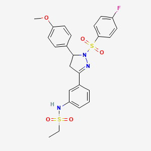 B2878112 N-[3-[2-(4-fluorophenyl)sulfonyl-3-(4-methoxyphenyl)-3,4-dihydropyrazol-5-yl]phenyl]ethanesulfonamide CAS No. 851782-83-7