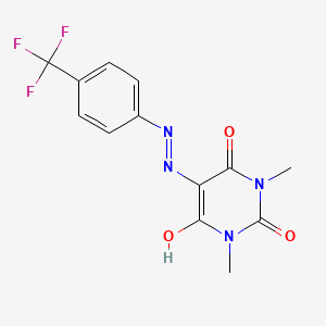 molecular formula C13H11F3N4O3 B2878122 1,3-dimethyl-5-(2-(4-(trifluoromethyl)phenyl)hydrazono)pyrimidine-2,4,6(1H,3H,5H)-trione CAS No. 326911-74-4