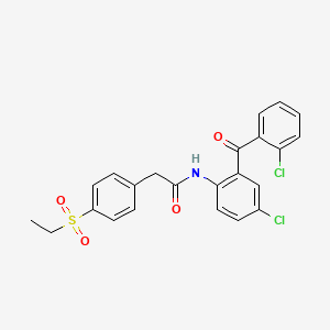 molecular formula C23H19Cl2NO4S B2878134 N-(4-chloro-2-(2-chlorobenzoyl)phenyl)-2-(4-(ethylsulfonyl)phenyl)acetamide CAS No. 919757-77-0