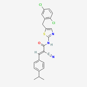 B2878139 (E)-2-cyano-N-[5-[(2,5-dichlorophenyl)methyl]-1,3-thiazol-2-yl]-3-(4-propan-2-ylphenyl)prop-2-enamide CAS No. 327062-32-8