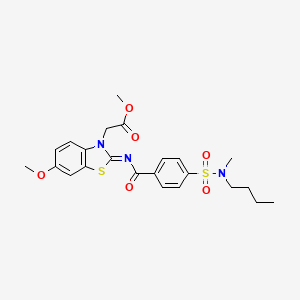 molecular formula C23H27N3O6S2 B2878151 methyl 2-[(2Z)-2-({4-[butyl(methyl)sulfamoyl]benzoyl}imino)-6-methoxy-2,3-dihydro-1,3-benzothiazol-3-yl]acetate CAS No. 865200-13-1