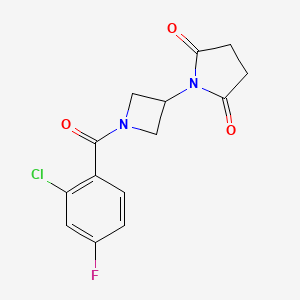 molecular formula C14H12ClFN2O3 B2878166 1-[1-(2-Chloro-4-fluorobenzoyl)azetidin-3-yl]pyrrolidine-2,5-dione CAS No. 1795303-73-9