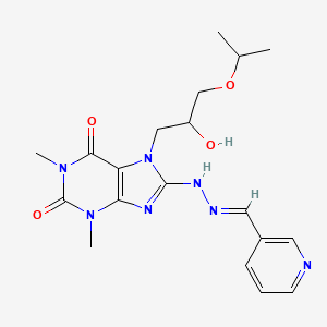 (E)-7-(2-hydroxy-3-isopropoxypropyl)-1,3-dimethyl-8-(2-(pyridin-3-ylmethylene)hydrazinyl)-1H-purine-2,6(3H,7H)-dione