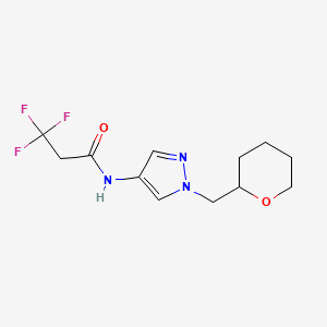 molecular formula C12H16F3N3O2 B2878197 3,3,3-trifluoro-N-{1-[(oxan-2-yl)methyl]-1H-pyrazol-4-yl}propanamide CAS No. 2034322-33-1