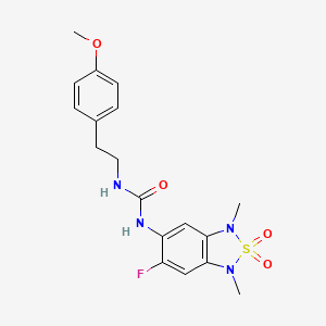 molecular formula C18H21FN4O4S B2878206 1-(6-Fluoro-1,3-dimethyl-2,2-dioxido-1,3-dihydrobenzo[c][1,2,5]thiadiazol-5-yl)-3-(4-methoxyphenethyl)urea CAS No. 2034404-42-5