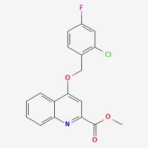 molecular formula C18H13ClFNO3 B2878217 Methyl 4-[(2-chloro-4-fluorophenyl)methoxy]quinoline-2-carboxylate CAS No. 1359391-89-1