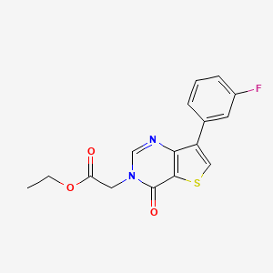 molecular formula C16H13FN2O3S B2878229 ethyl [7-(3-fluorophenyl)-4-oxothieno[3,2-d]pyrimidin-3(4H)-yl]acetate CAS No. 1207032-75-4