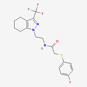 molecular formula C18H19F4N3OS B2878235 2-((4-fluorophenyl)thio)-N-(2-(3-(trifluoromethyl)-4,5,6,7-tetrahydro-1H-indazol-1-yl)ethyl)acetamide CAS No. 1796989-01-9
