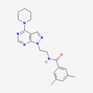 molecular formula C21H26N6O B2878236 3,5-dimethyl-N-(2-(4-(piperidin-1-yl)-1H-pyrazolo[3,4-d]pyrimidin-1-yl)ethyl)benzamide CAS No. 1021122-83-7