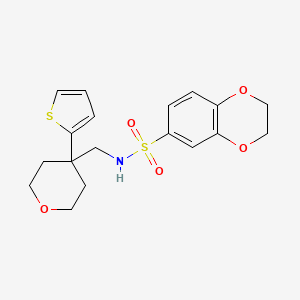 N-((4-(thiophen-2-yl)tetrahydro-2H-pyran-4-yl)methyl)-2,3-dihydrobenzo[b][1,4]dioxine-6-sulfonamide