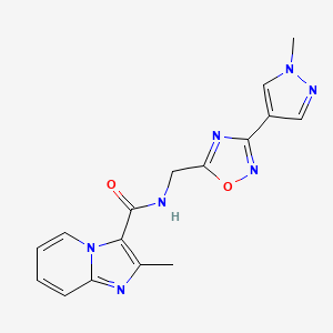 2-methyl-N-((3-(1-methyl-1H-pyrazol-4-yl)-1,2,4-oxadiazol-5-yl)methyl)imidazo[1,2-a]pyridine-3-carboxamide