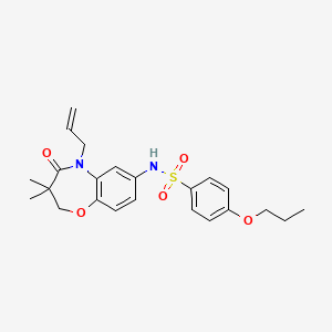 molecular formula C23H28N2O5S B2878267 N-(5-allyl-3,3-dimethyl-4-oxo-2,3,4,5-tetrahydrobenzo[b][1,4]oxazepin-7-yl)-4-propoxybenzenesulfonamide CAS No. 922078-37-3
