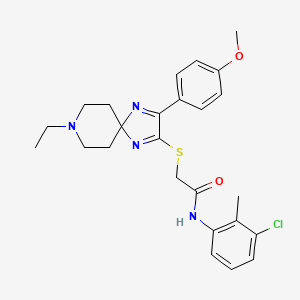 molecular formula C25H29ClN4O2S B2878273 N-(3-chloro-2-methylphenyl)-2-((8-ethyl-3-(4-methoxyphenyl)-1,4,8-triazaspiro[4.5]deca-1,3-dien-2-yl)thio)acetamide CAS No. 1185176-57-1