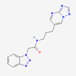 N-(3-([1,2,4]triazolo[1,5-a]pyrimidin-6-yl)propyl)-2-(1H-benzo[d][1,2,3]triazol-1-yl)acetamide