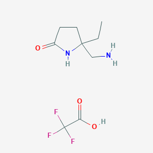molecular formula C9H15F3N2O3 B2878290 5-(Aminomethyl)-5-ethylpyrrolidin-2-one;2,2,2-trifluoroacetic acid CAS No. 2361645-41-0