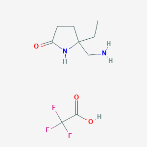 molecular formula C9H15F3N2O3 B2878290 5-(Aminomethyl)-5-ethylpyrrolidin-2-one tfa CAS No. 2361645-41-0