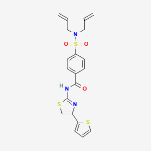 molecular formula C20H19N3O3S3 B2878291 4-(N,N-diallylsulfamoyl)-N-(4-(thiophen-2-yl)thiazol-2-yl)benzamide CAS No. 394227-86-2