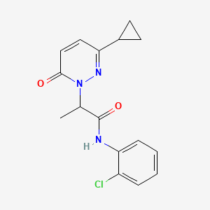 molecular formula C16H16ClN3O2 B2878294 N-(2-chlorophenyl)-2-(3-cyclopropyl-6-oxopyridazin-1(6H)-yl)propanamide CAS No. 2034425-93-7