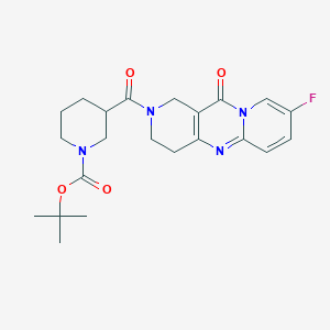 molecular formula C22H27FN4O4 B2878295 tert-butyl 3-(13-fluoro-2-oxo-1,5,9-triazatricyclo[8.4.0.03,8]tetradeca-3(8),9,11,13-tetraene-5-carbonyl)piperidine-1-carboxylate CAS No. 2034275-08-4