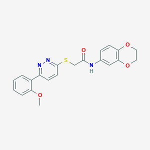 molecular formula C21H19N3O4S B2878332 N-(2,3-dihydro-1,4-benzodioxin-6-yl)-2-{[6-(2-methoxyphenyl)pyridazin-3-yl]sulfanyl}acetamide CAS No. 893979-00-5