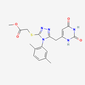 molecular formula C18H19N5O4S B2878343 methyl 2-((4-(2,5-dimethylphenyl)-5-((2,6-dioxo-1,2,3,6-tetrahydropyrimidin-4-yl)methyl)-4H-1,2,4-triazol-3-yl)thio)acetate CAS No. 852048-66-9