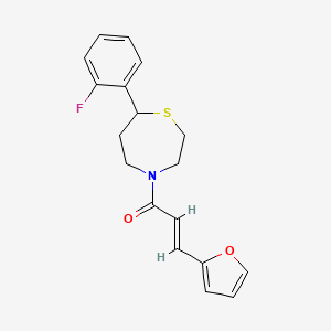 molecular formula C18H18FNO2S B2878344 (E)-1-(7-(2-氟苯基)-1,4-噻吩-4-基)-3-(呋喃-2-基)丙-2-烯-1-酮 CAS No. 1706508-00-0