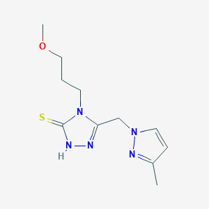 molecular formula C11H17N5OS B2878352 4-(3-Methoxypropyl)-5-((3-methyl-1H-pyrazol-1-yl)methyl)-4H-1,2,4-triazole-3-thiol CAS No. 1002032-55-4