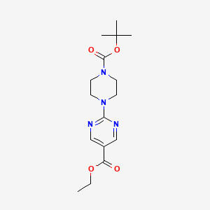 molecular formula C16H24N4O4 B2878354 Ethyl 2-(4-(tert-butoxycarbonyl)piperazin-1-yl)pyrimidine-5-carboxylate CAS No. 253315-69-4