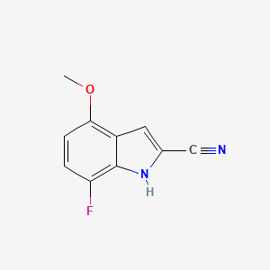 molecular formula C10H7FN2O B2878356 7-fluoro-4-methoxy-1H-indole-2-carbonitrile CAS No. 1379247-05-8