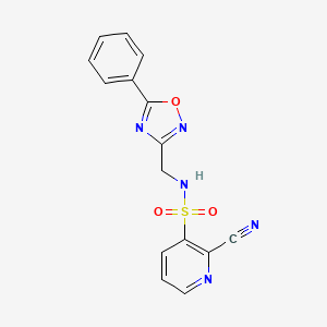 molecular formula C15H11N5O3S B2878366 2-cyano-N-[(5-phenyl-1,2,4-oxadiazol-3-yl)methyl]pyridine-3-sulfonamide CAS No. 1808788-56-8