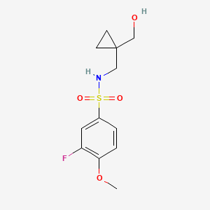 molecular formula C12H16FNO4S B2878384 3-fluoro-N-((1-(hydroxymethyl)cyclopropyl)methyl)-4-methoxybenzenesulfonamide CAS No. 1257550-62-1