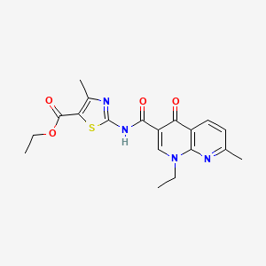 molecular formula C19H20N4O4S B2878486 ethyl 2-(1-ethyl-7-methyl-4-oxo-1,4-dihydro-1,8-naphthyridine-3-amido)-4-methyl-1,3-thiazole-5-carboxylate CAS No. 1251683-30-3