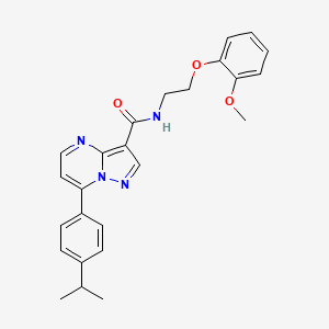 molecular formula C25H26N4O3 B2878513 N-[2-(2-methoxyphenoxy)ethyl]-7-[4-(propan-2-yl)phenyl]pyrazolo[1,5-a]pyrimidine-3-carboxamide CAS No. 1251635-08-1