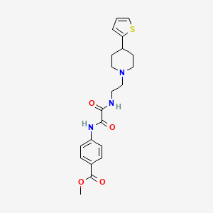 molecular formula C21H25N3O4S B2878526 Methyl 4-(2-oxo-2-((2-(4-(thiophen-2-yl)piperidin-1-yl)ethyl)amino)acetamido)benzoate CAS No. 1428365-52-9