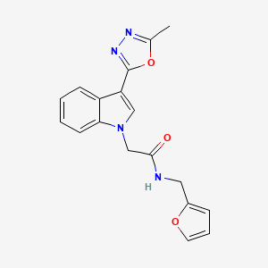 molecular formula C18H16N4O3 B2878538 N-(2-furylmethyl)-2-[3-(5-methyl-1,3,4-oxadiazol-2-yl)-1H-indol-1-yl]acetamide CAS No. 1170202-31-9