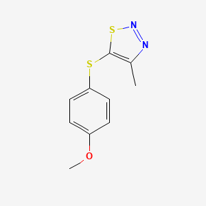 molecular formula C10H10N2OS2 B2878580 Methyl 4-[(4-methyl-1,2,3-thiadiazol-5-yl)sulfanyl]phenyl ether CAS No. 338978-75-9
