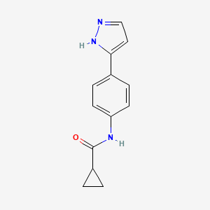 molecular formula C13H13N3O B2878607 N-(4-(1H-pyrazol-3-yl)phenyl)cyclopropanecarboxamide CAS No. 1207057-41-7