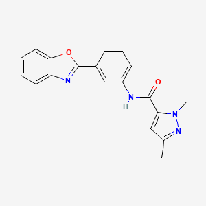molecular formula C19H16N4O2 B2878623 N-(3-(benzo[d]oxazol-2-yl)phenyl)-1,3-dimethyl-1H-pyrazole-5-carboxamide CAS No. 1013798-93-0