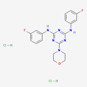 molecular formula C19H20Cl2F2N6O B2878652 N2,N4-bis(3-fluorophenyl)-6-(morpholin-4-yl)-1,3,5-triazine-2,4-diamine dihydrochloride CAS No. 1179440-44-8