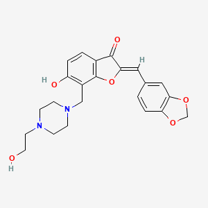 (Z)-2-(benzo[d][1,3]dioxol-5-ylmethylene)-6-hydroxy-7-((4-(2-hydroxyethyl)piperazin-1-yl)methyl)benzofuran-3(2H)-one