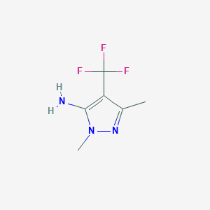 molecular formula C6H8F3N3 B2878683 2,5-dimethyl-4-(trifluoromethyl)-2,3-dihydro-1H-pyrazol-3-imine CAS No. 1934458-45-3